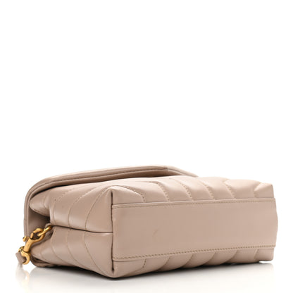 Saint Laurent Calfskin Y Quilted Monogram Toy Loulou Crossbody Bag Latte 3 of 12