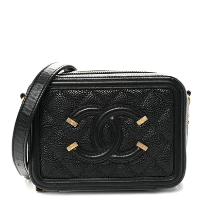 Chanel Caviar Quilted CC Filigree Vanity Clutch With Chain Black 1 of 10