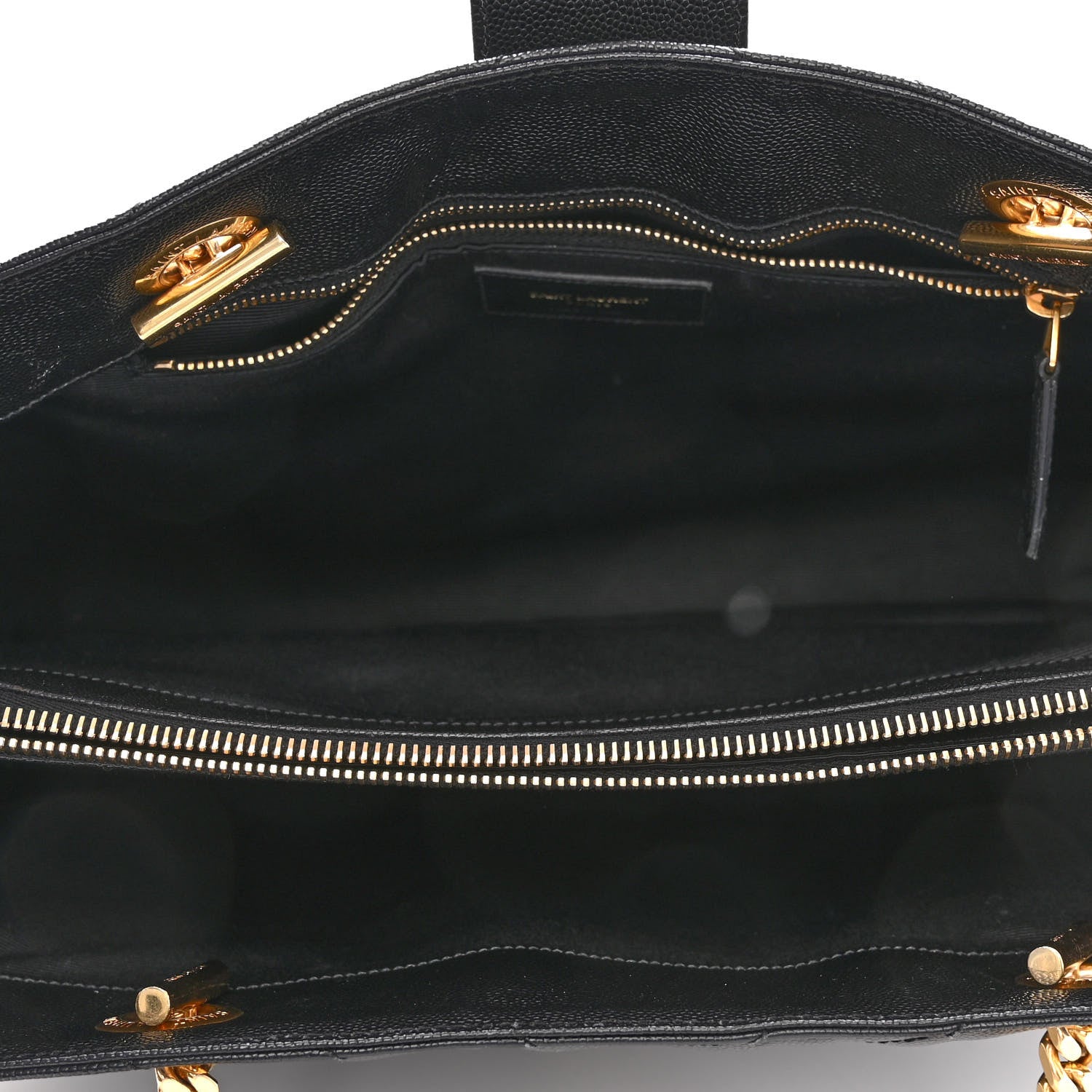 Saint Laurent Grain De Poudre Matelasse Chevron Monogram Shopping Bag Black 5 of 11