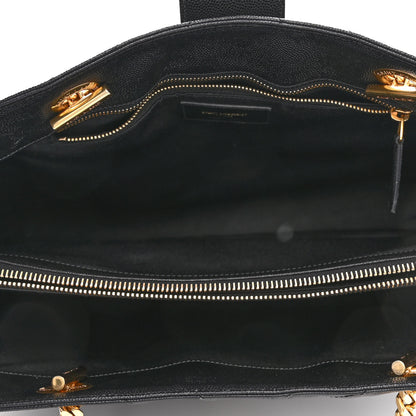 Saint Laurent Grain De Poudre Matelasse Chevron Monogram Shopping Bag Black 5 of 11