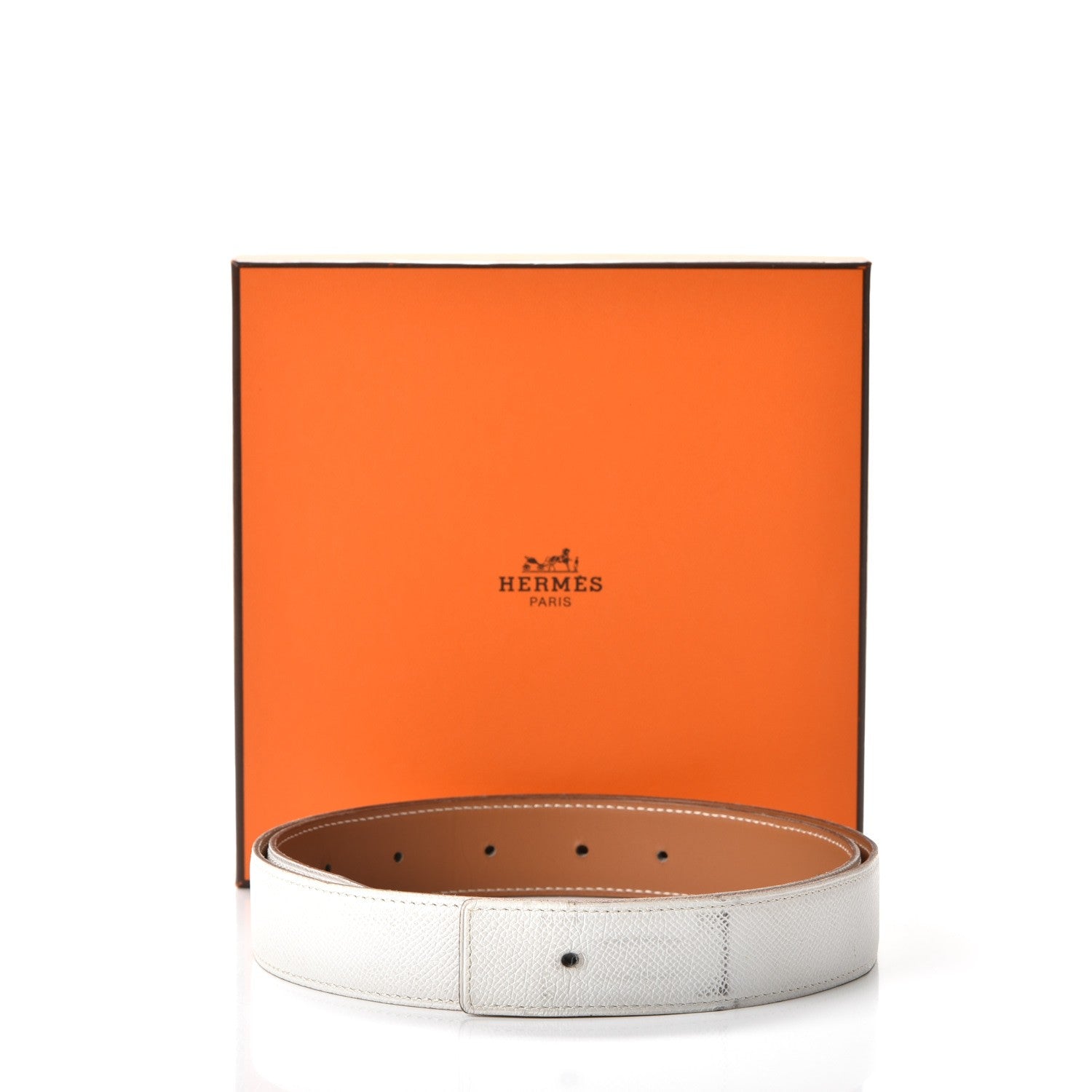 Hermes Chamonix Epsom Reversible 32mm Belt Strap 95 Gold Blanc 9 of 9