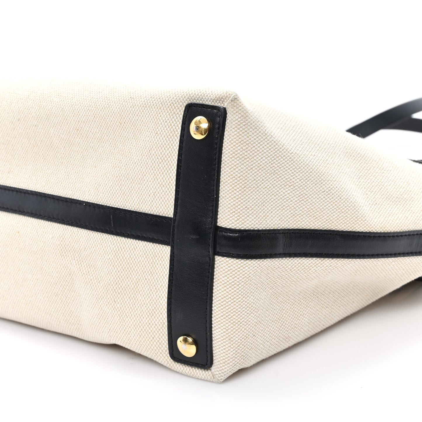 Cotton Soft Canvas Calfskin Medium Belt Tote Natural Black