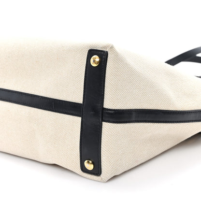 Burberry Cotton Soft Canvas Calfskin Medium Belt Tote Natural Black 11 of 12