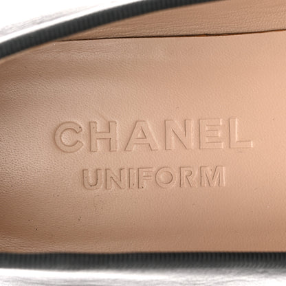 Chanel Lambskin Cap Toe CC Uniform Ballerina Flats 37 Black 7 of 8