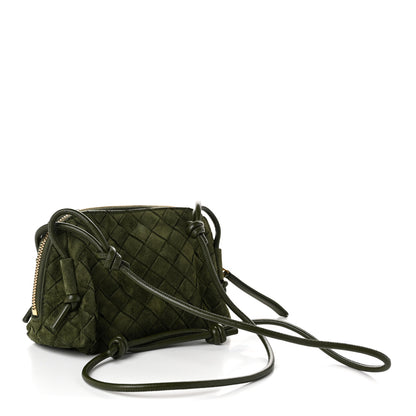 Bottega Veneta Suede Intrecciato Concert Pouch Green Tweed 3 of 10