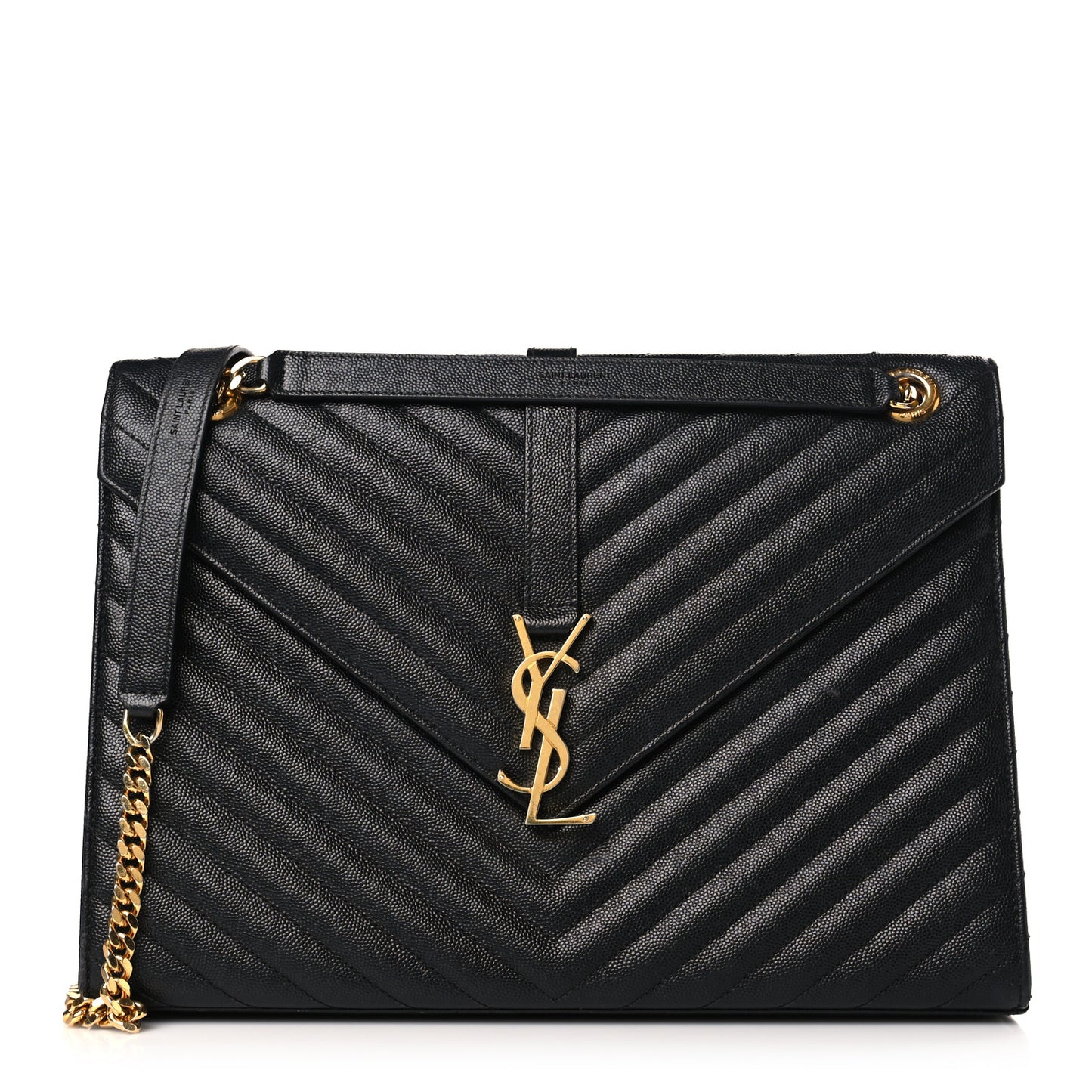Grain De Poudre Matelasse Chevron Large Monogram Satchel Black