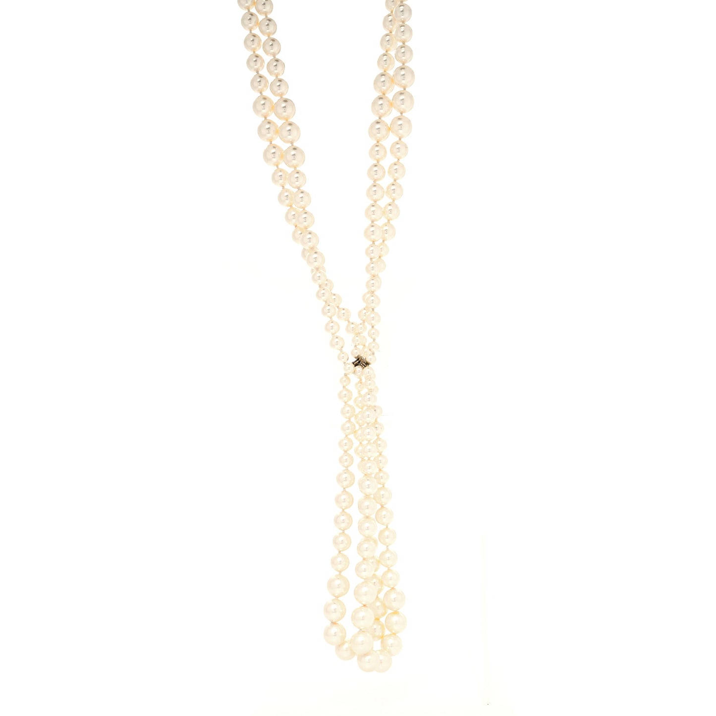 Graduated Pearl CC Long Necklace