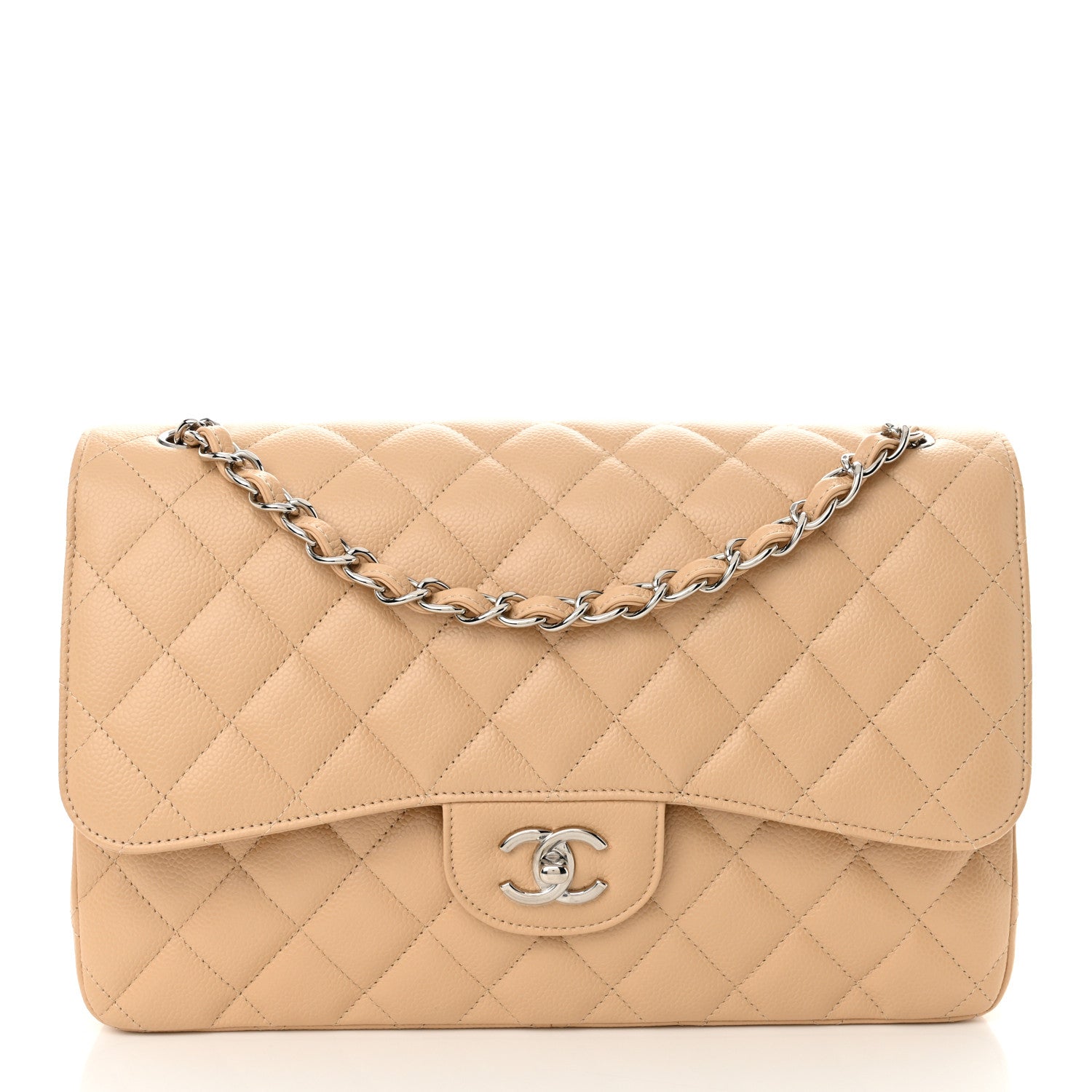 Chanel Caviar Quilted Jumbo Double Flap Beige 1 of 10