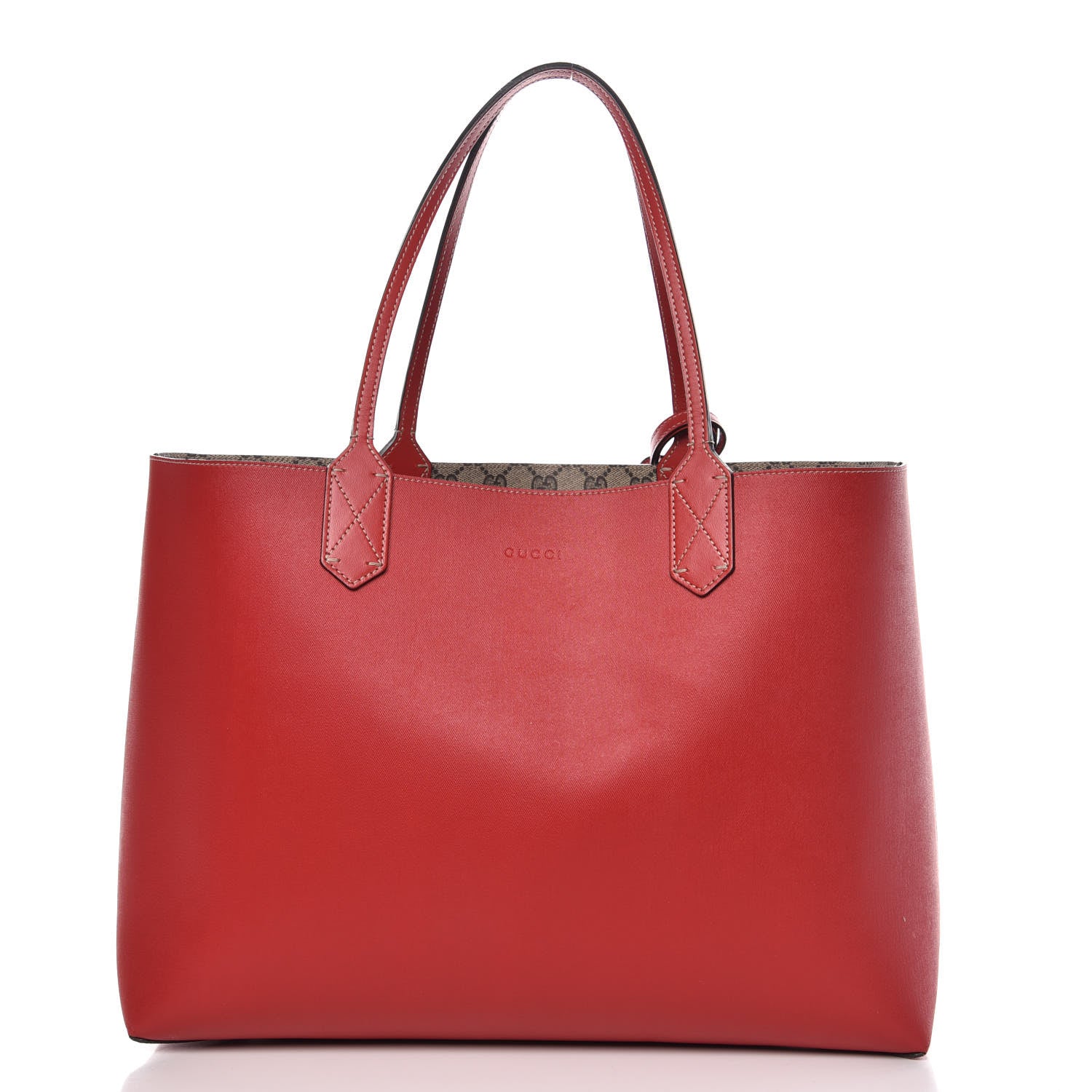 Gucci GG Supreme Monogram Medium Reversible Tote Beige Red 3 of 15