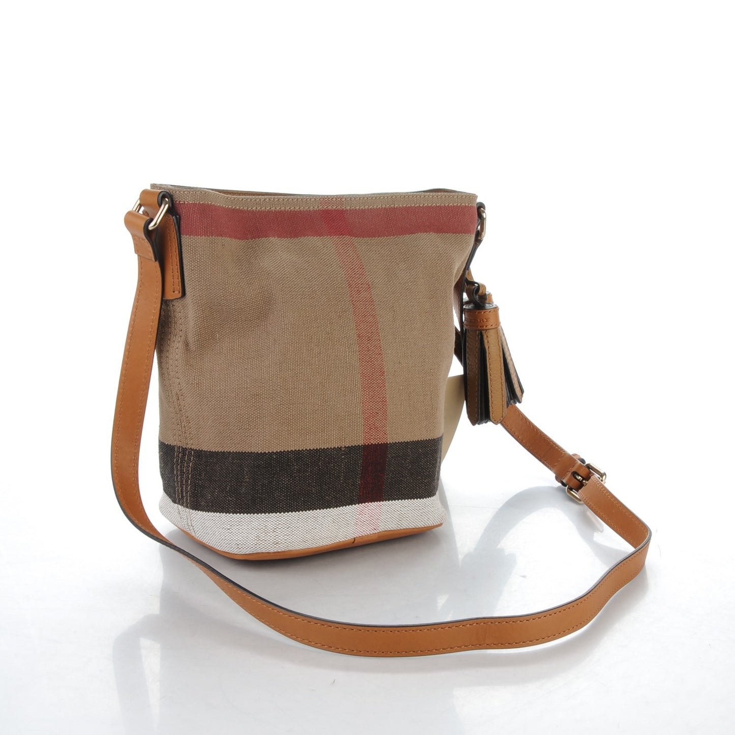 Canvas Mega Check Mini Ashby Tassel Crossbody Saddle Brown