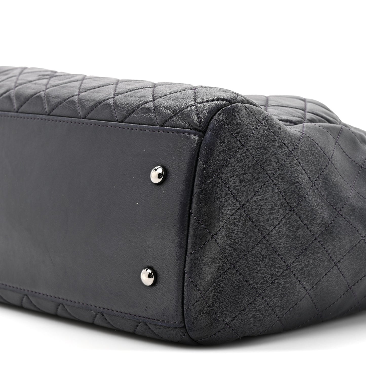 Lambskin Quilted Large Drawstring Shoulder Bag Dark Purple
