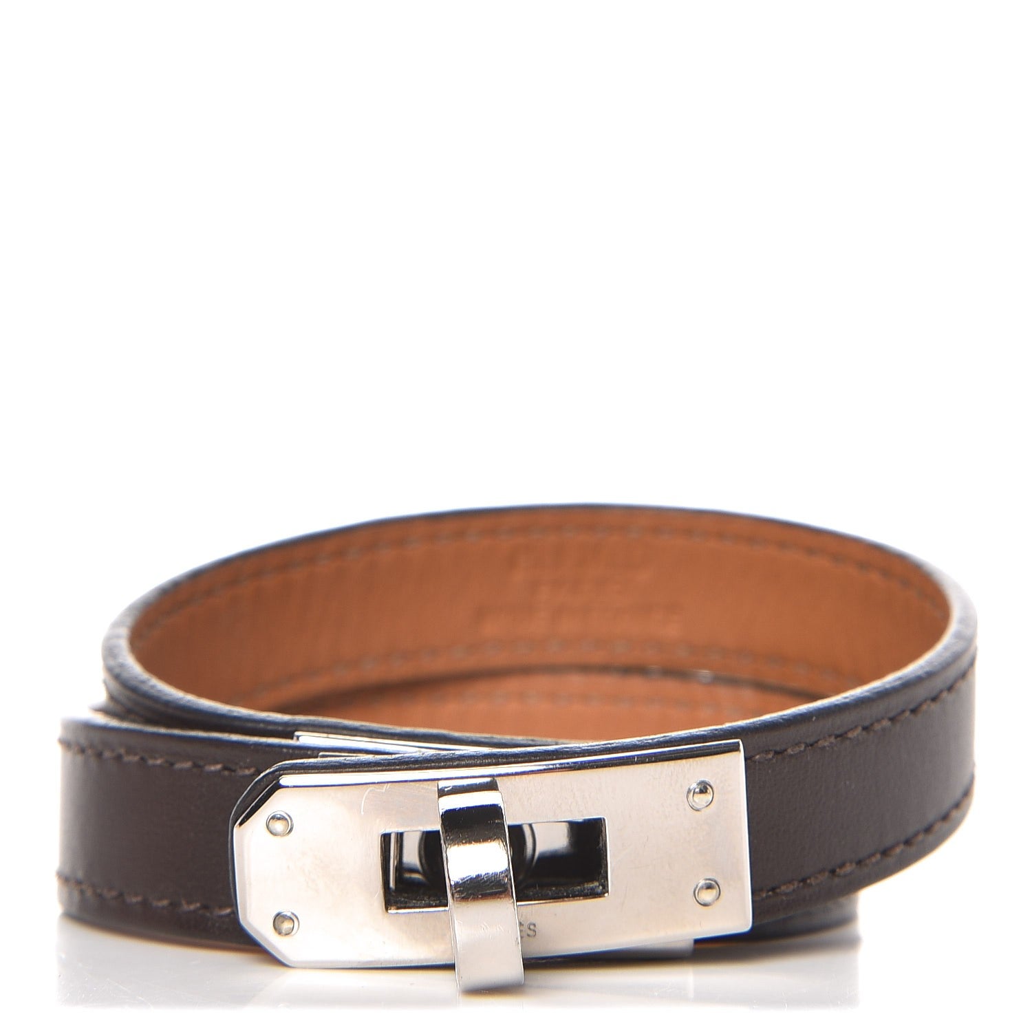 Hermes Chamonix Kelly Double Tour Bracelet S Chocolate 1 of 8