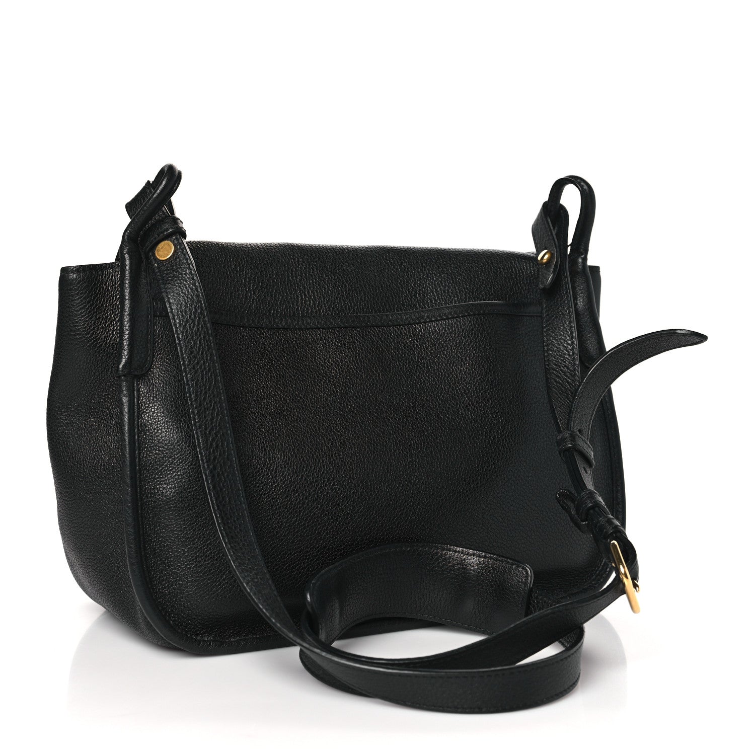 Prada Vitello Daino Embossed Logo Flap Shoulder Bag Black 3 of 11