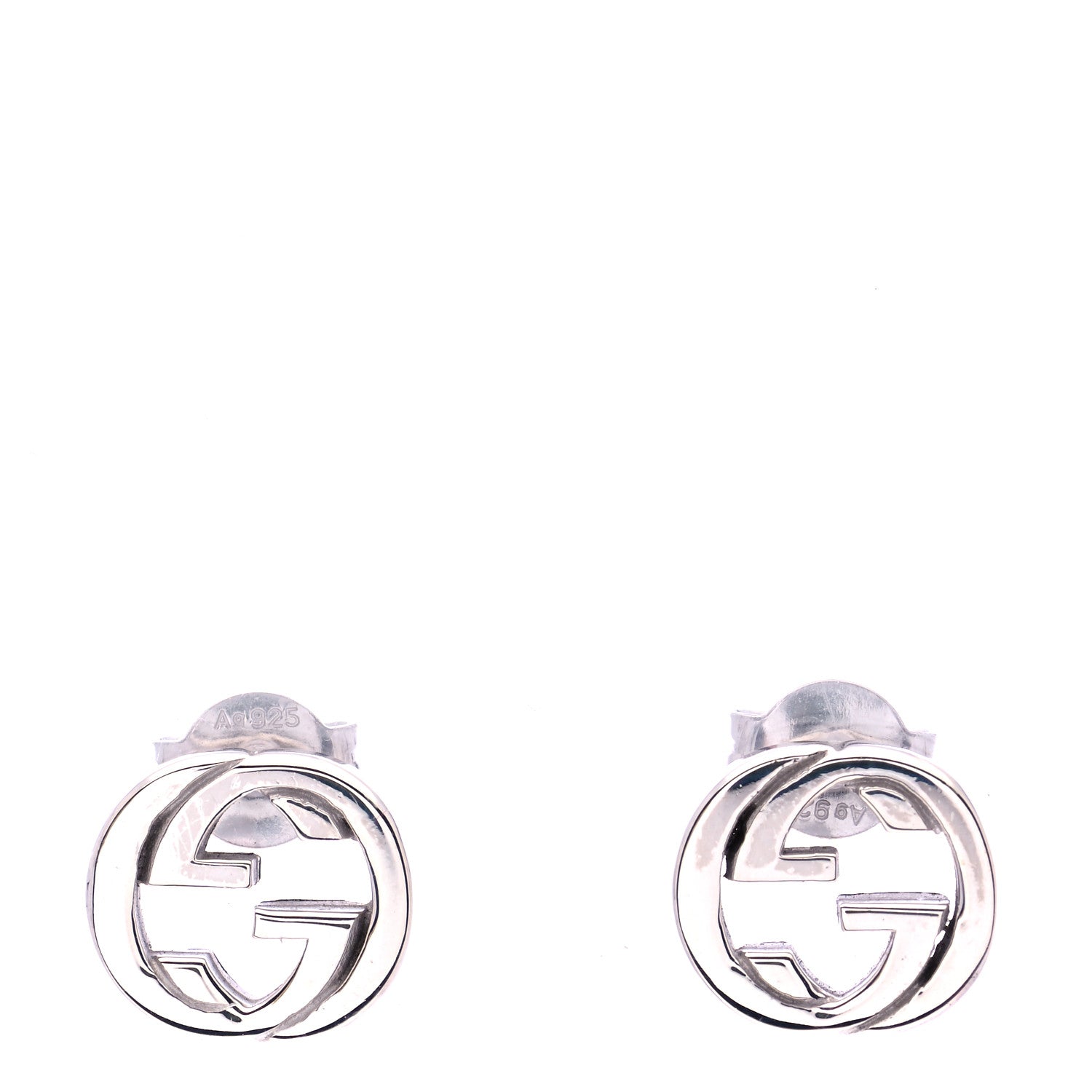 Gucci Sterling Silver Interlocking GG Stud Earrings 1 of 7
