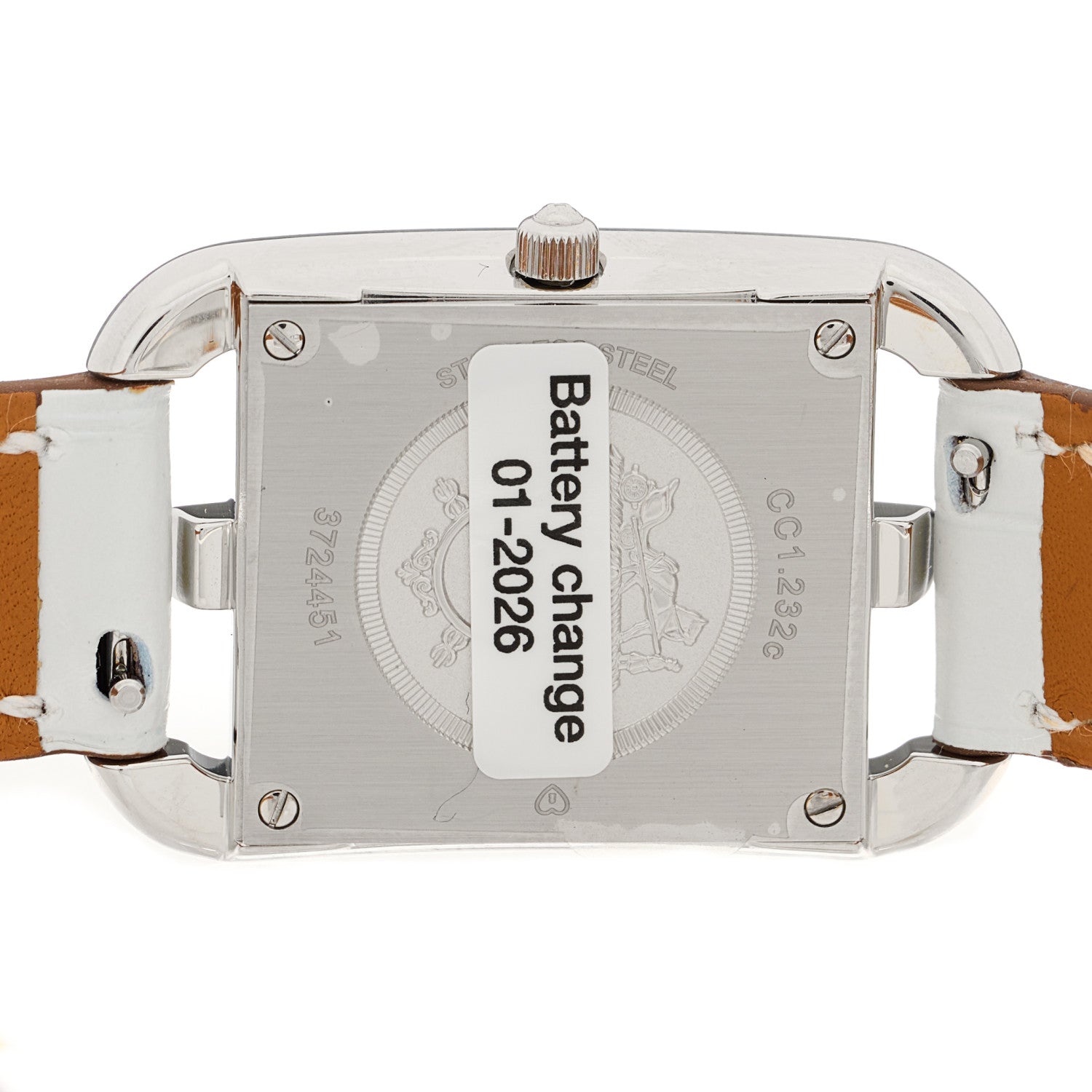 Hermes Stainless Steel Alligator Diamond Bezel Mother of Pearl 23mm Cape Cod Quartz Watch Blanc 4 of 5