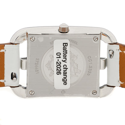 Hermes Stainless Steel Alligator Diamond Bezel Mother of Pearl 23mm Cape Cod Quartz Watch Blanc 4 of 5