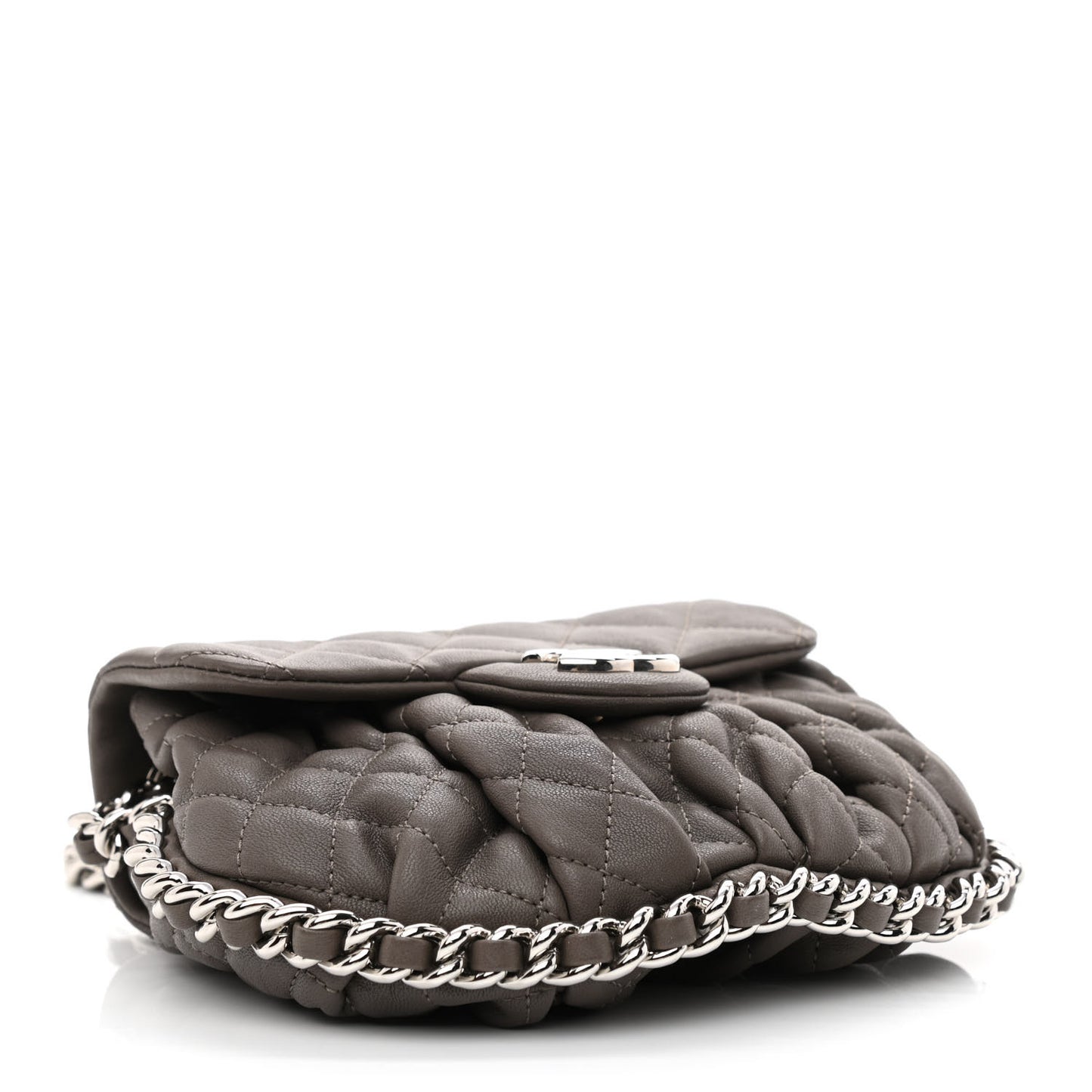 Washed Lambskin Quilted Mini Chain Around Flap Taupe