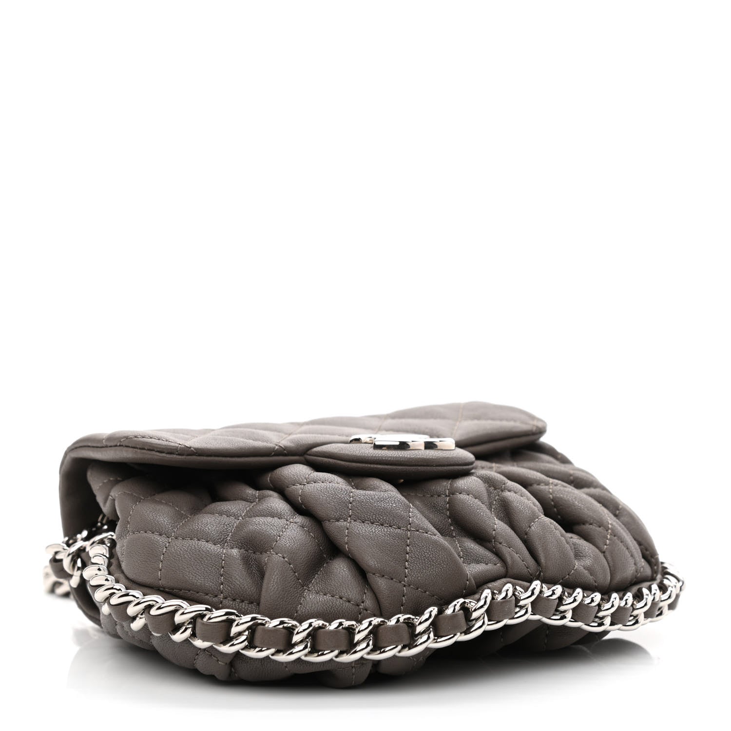 Chanel Washed Lambskin Quilted Mini Chain Around Flap Taupe 4 of 11