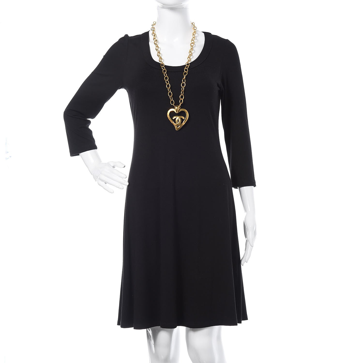 Chanel CC Heart Chain Pendant Necklace Gold 2 of 4