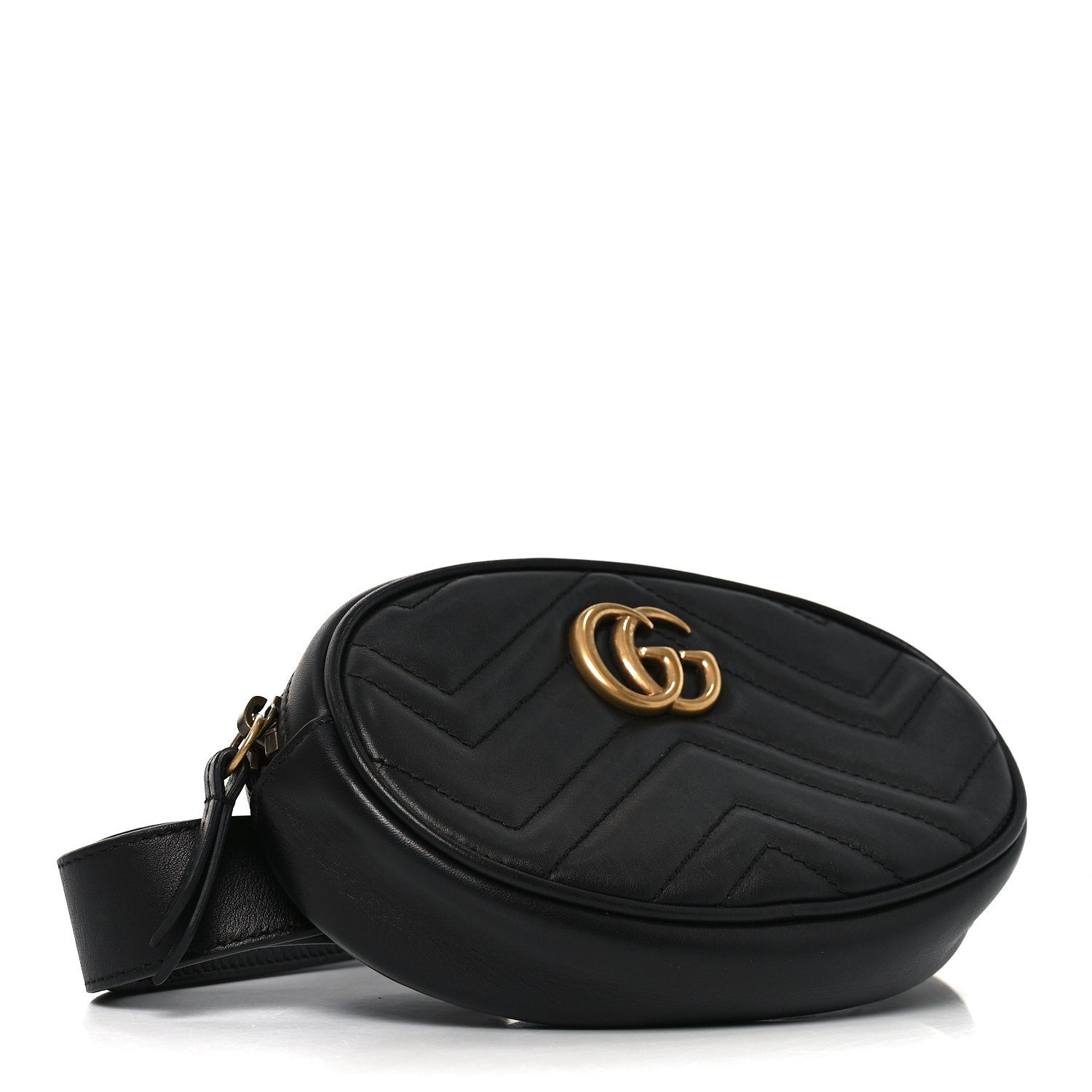 Gucci Calfskin Matelasse GG Marmont Belt Bag 85 34 Black 4 of 10