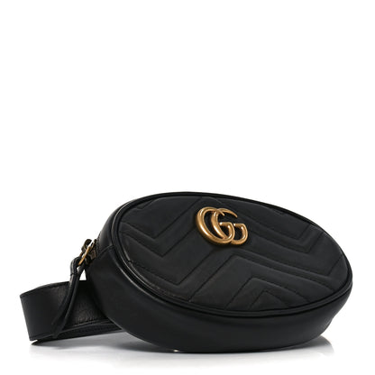 Gucci Calfskin Matelasse GG Marmont Belt Bag 85 34 Black 4 of 10