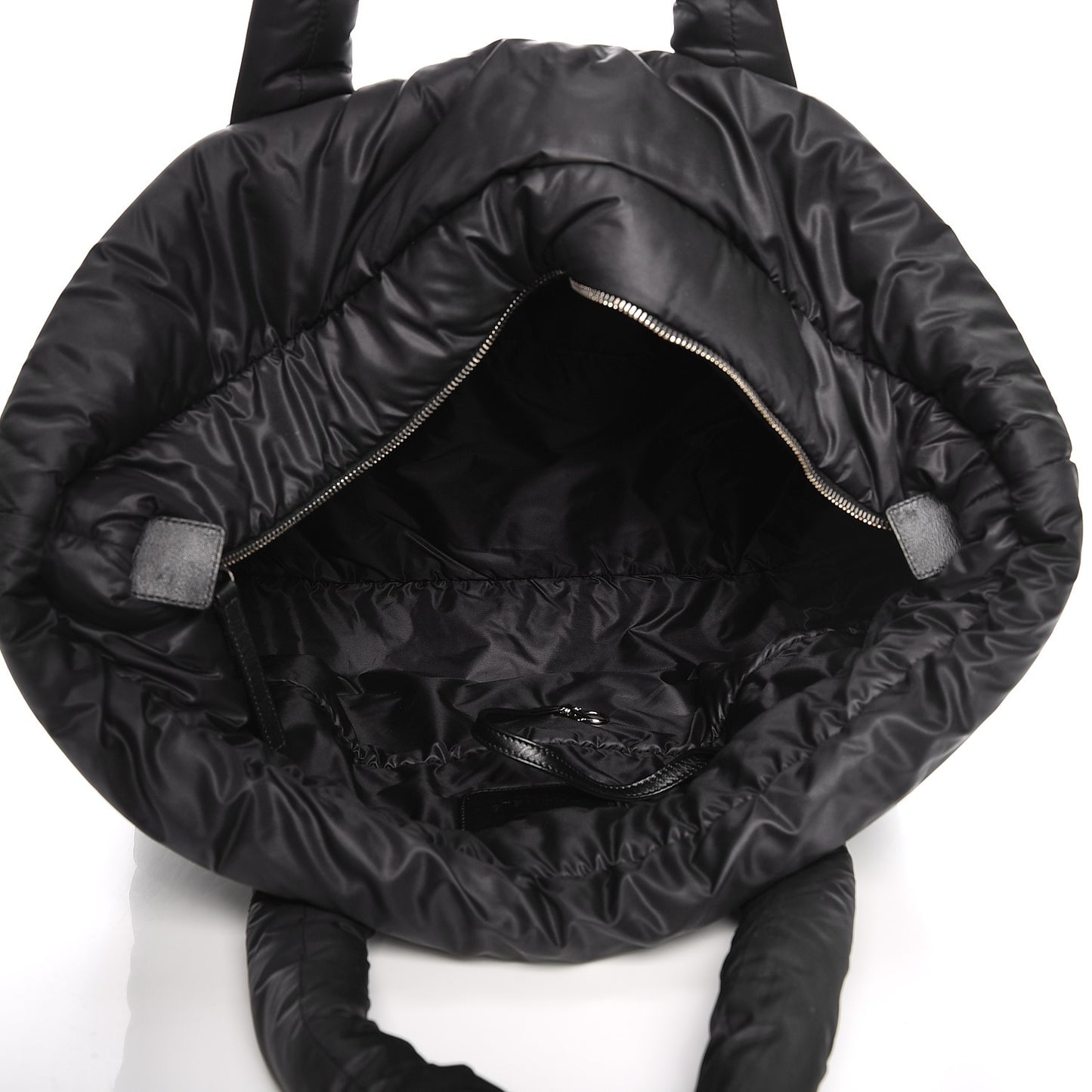 Nylon Quilted Large Coco Cocoon Tote Black Green