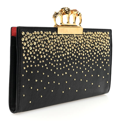 Alexander McQueen Calfskin Studded Knuckle Flat Clutch Black Gold 3 of 8