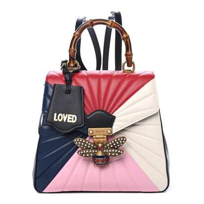 Gucci Calfskin Bamboo Trapuntata Queen Margaret Backpack Blue Agata Hibiscus Red Mystic White Sugar Pink 1 of 4