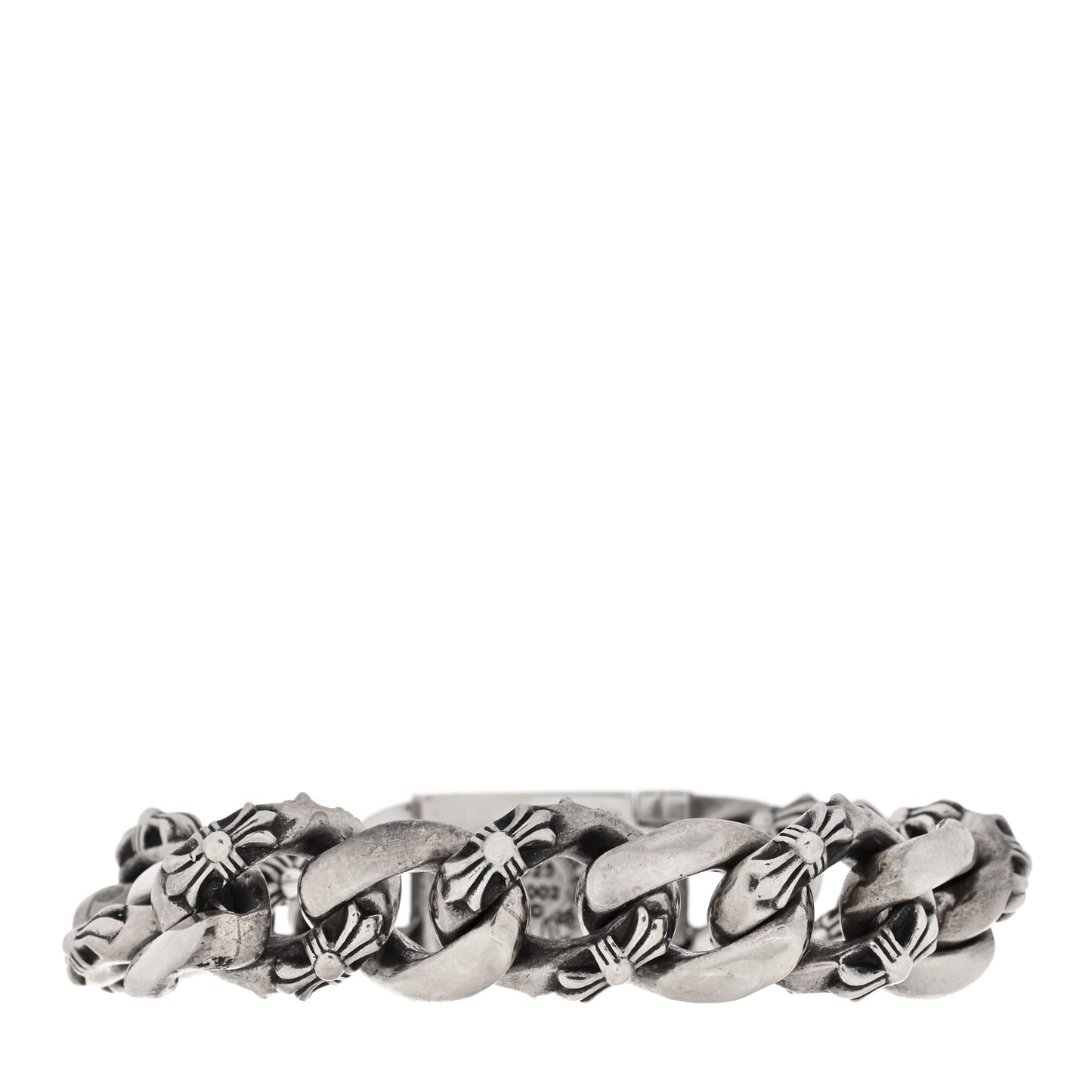 Sterling Silver Cross Box Fancy Link Curb Chain Bracelet
