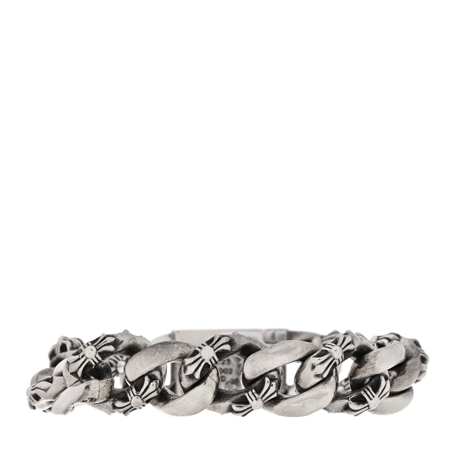 Chrome Hearts Sterling Silver Cross Box Fancy Link Curb Chain Bracelet 1 of 3
