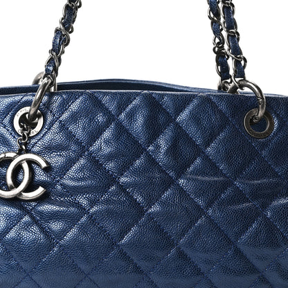 Chanel Iridescent Caviar Quilted Chic Shopping Tote Blue 8 of 10