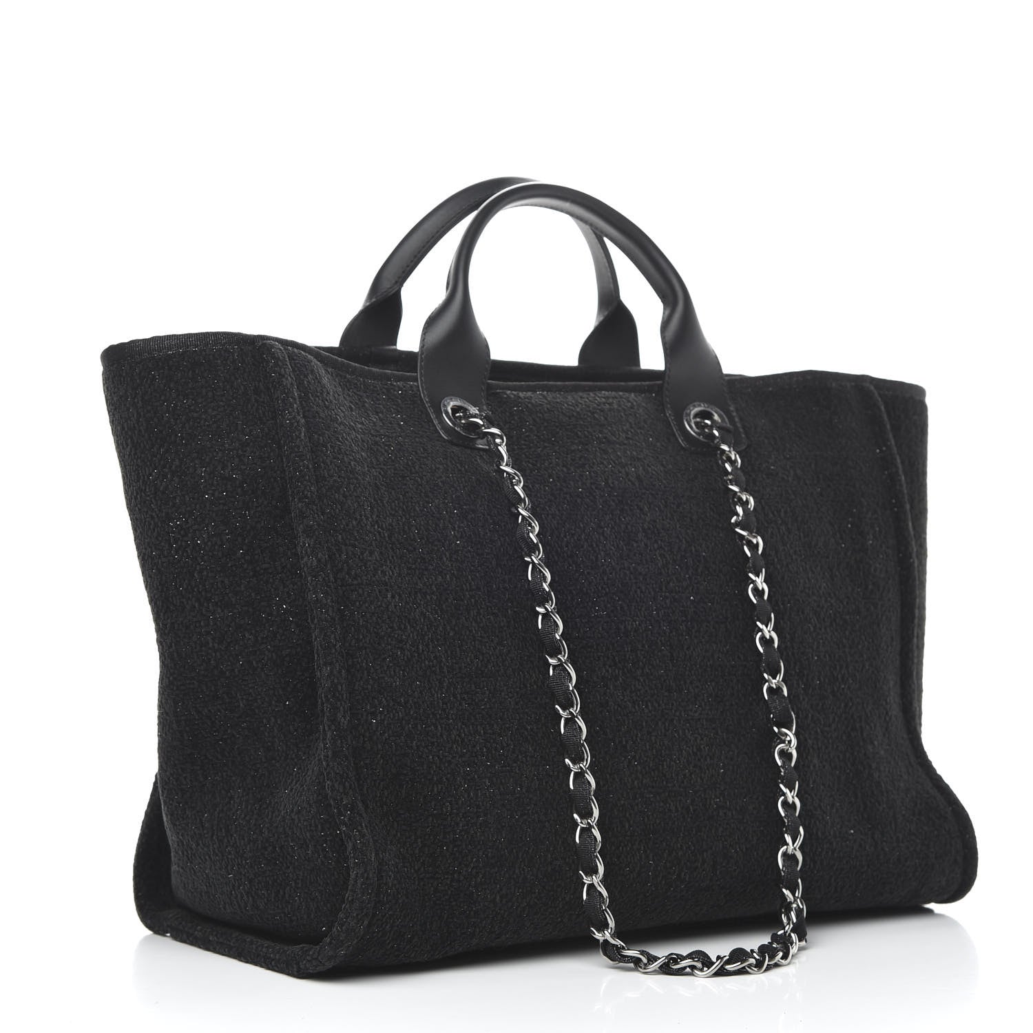 Chanel Lurex Boucle Medium Deauville Tote Black 3 of 9