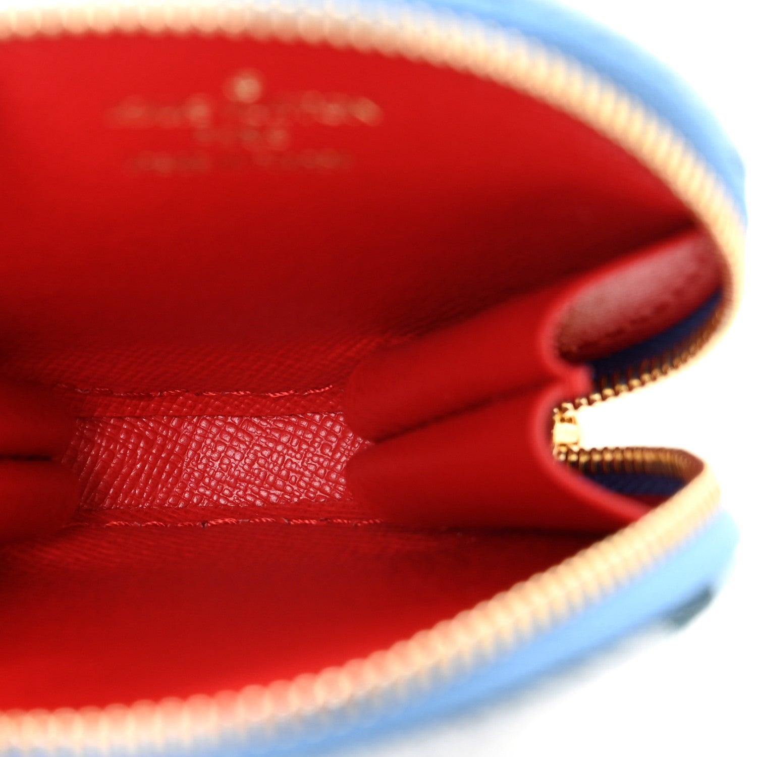 Louis Vuitton Denim Damier Monogram Patchwork Multi Pochette Accessories Coin Purse Blue Rouge 3 of 4