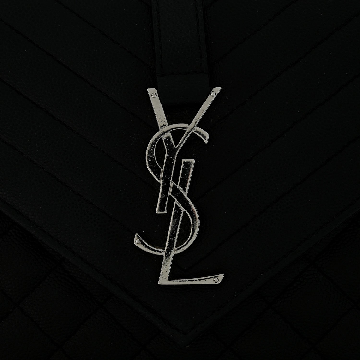 Saint Laurent Grain De Poudre Textured Mixed Matelasse Triquilt Medium Monogram Satchel Black 12 of 13