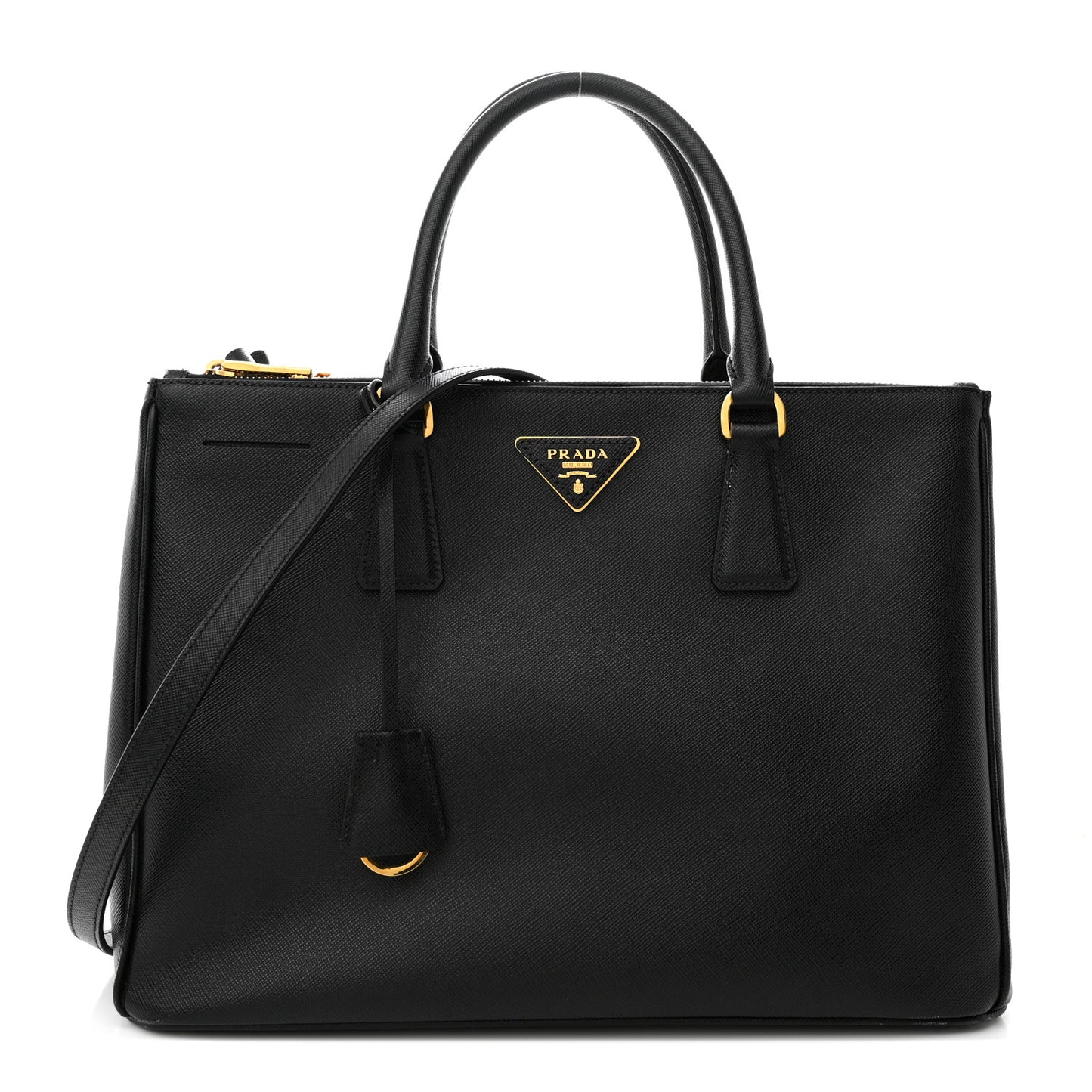Saffiano Medium Galleria Double Zip Tote Black
