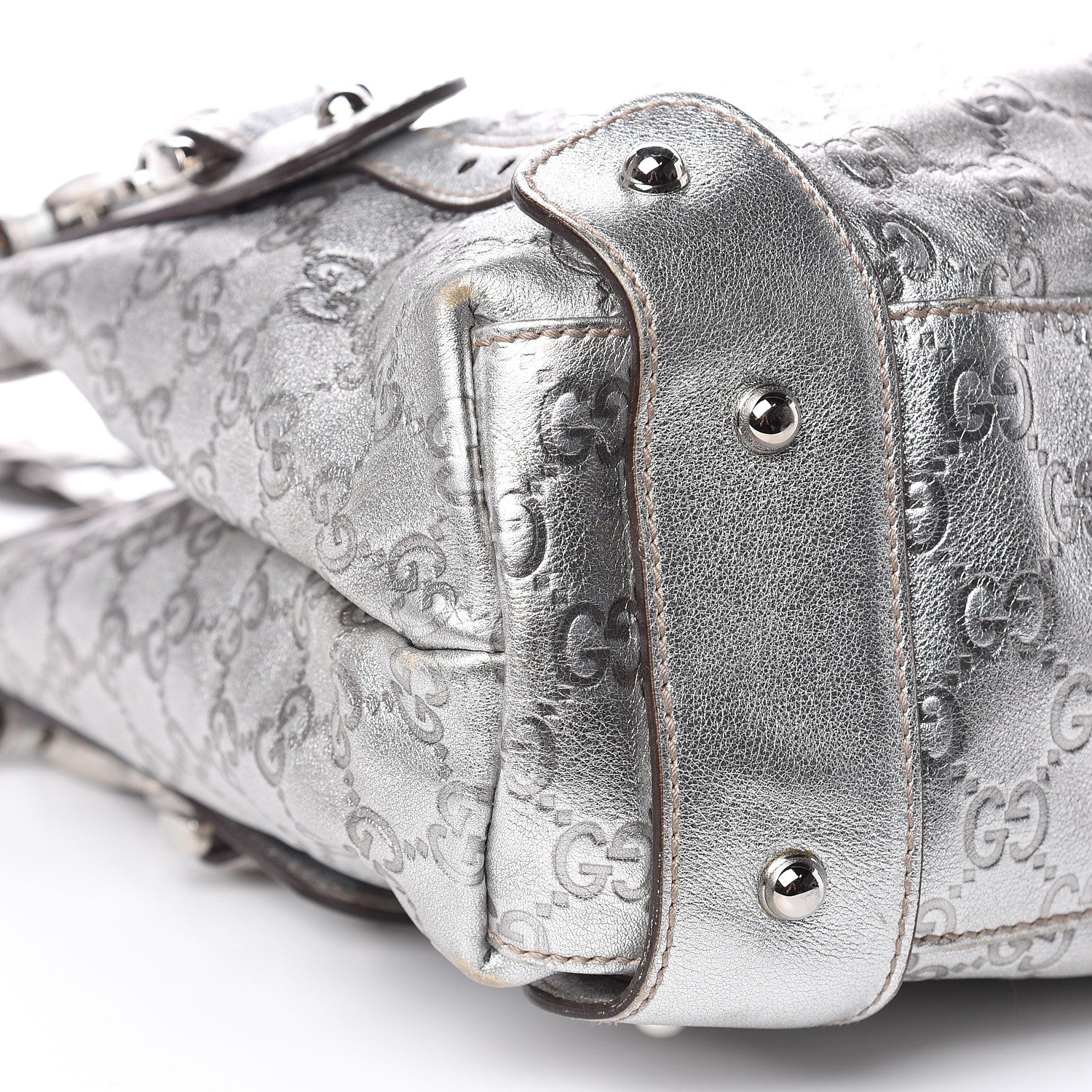 Gucci Metallic Guccissima Small Pelham Shoulder Bag Silver 8 of 14