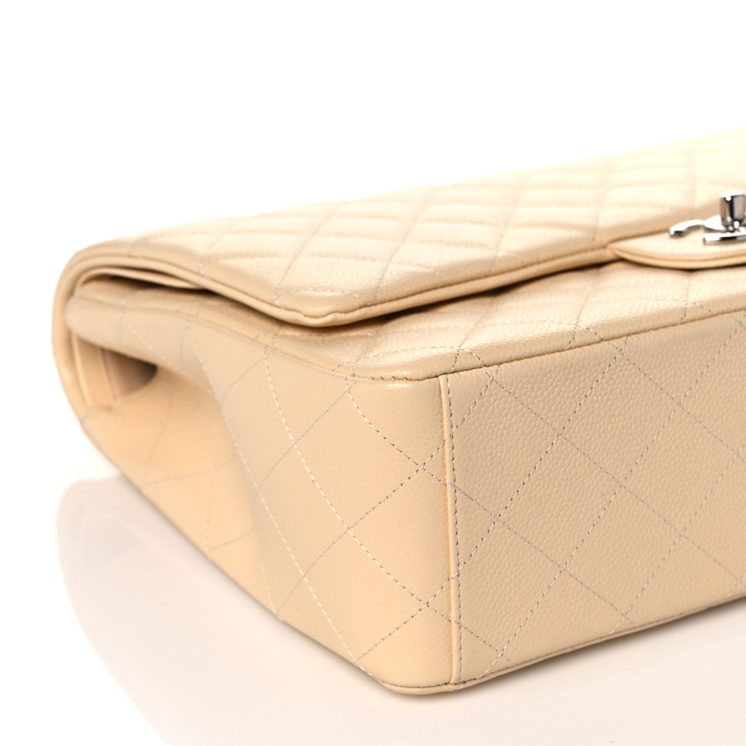 Chanel Caviar Quilted Maxi Double Flap Light Beige 9 of 11