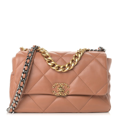 Chanel Lambskin Quilted Large Chanel 19 Flap Brown 1 of 9