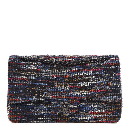 Chanel Tweed Sequin Chevron Quilted Medium Double Flap Multicolor 1 of 9