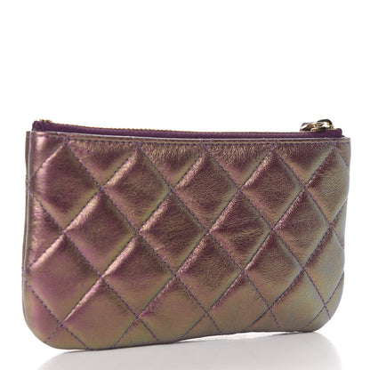 Chanel Iridescent Lambskin Quilted Small Cosmetic Case Purple 3 of 8