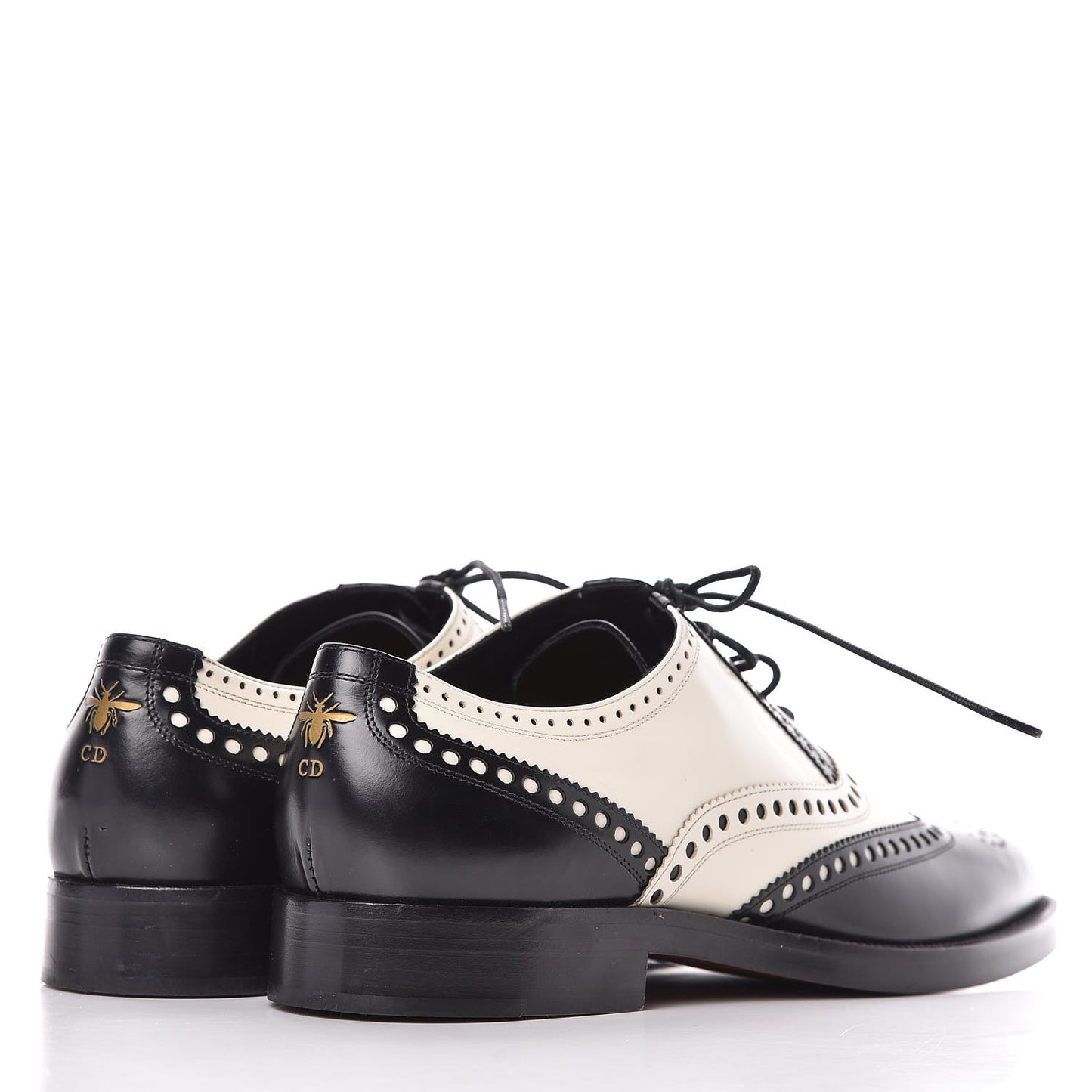 Calfskin Diorunit Oxford Flats 40 Black White