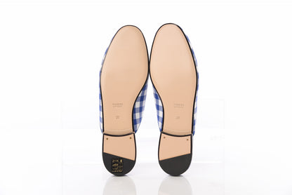 Gucci Cotton Gingham Womens Princetown Slippers 38 White Blue 6 of 11