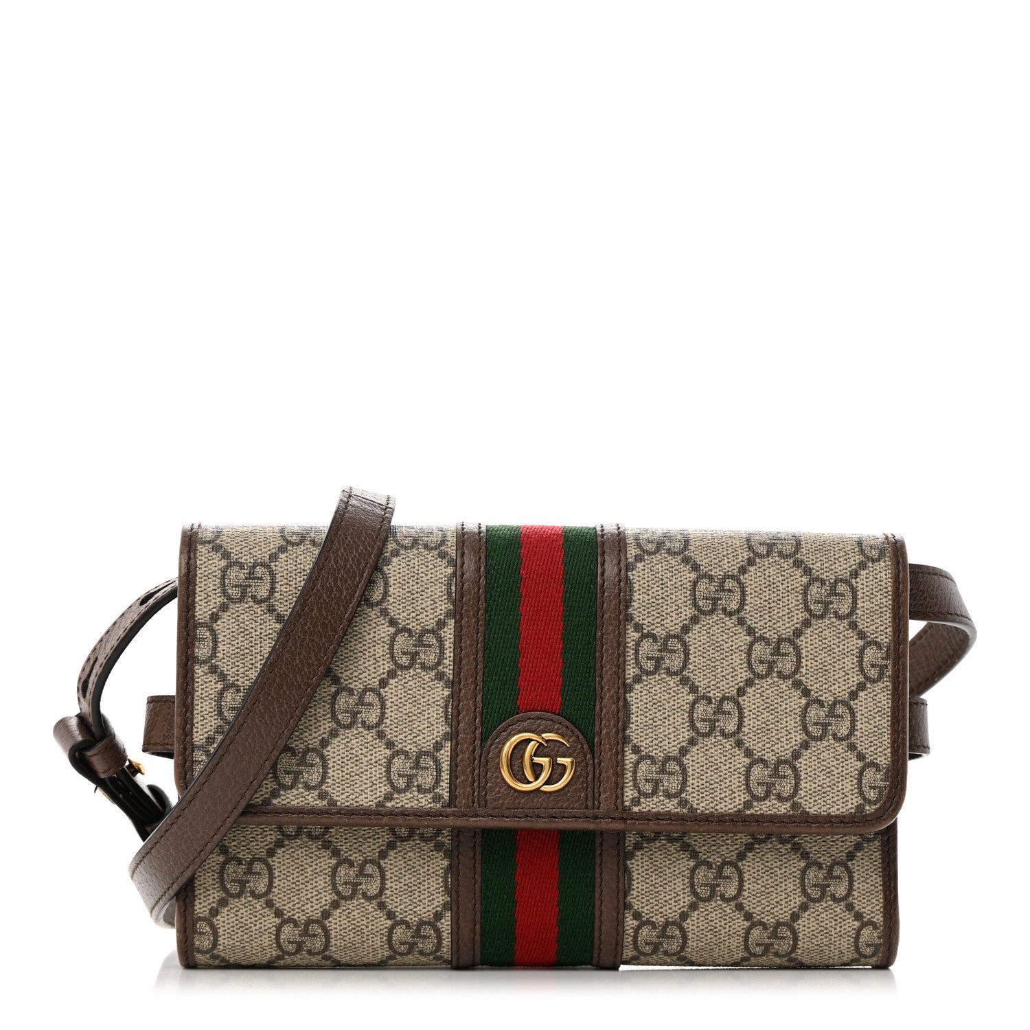 Gucci GG Supreme Monogram Web Ophidia Crossbody Wallet Beige New Acero 1 of 16
