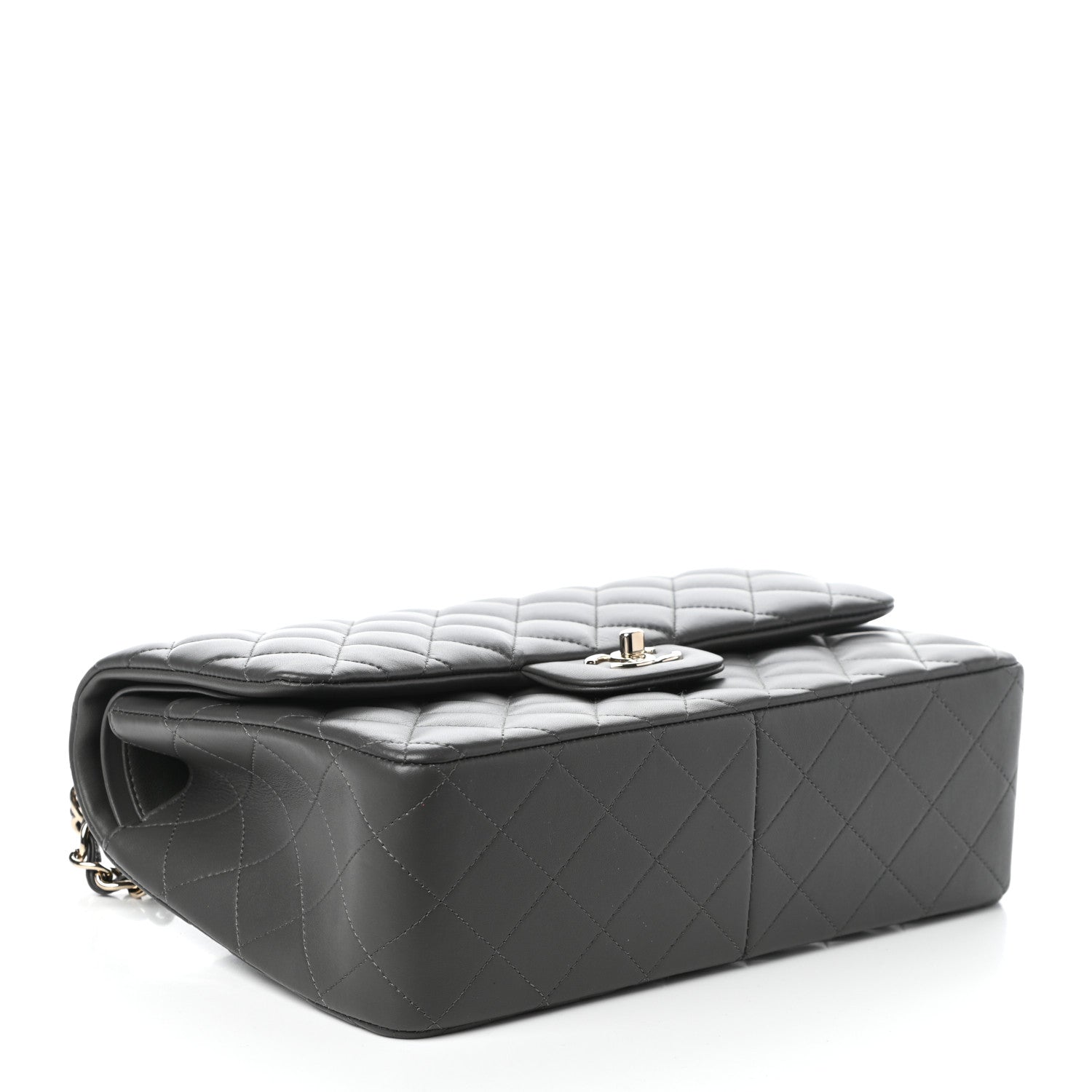 Chanel Lambskin Quilted Jumbo Double Flap Grey 4 of 9