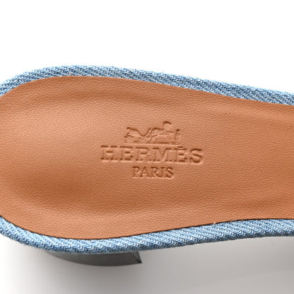 Hermes Denim Fringe Oasis Sandals 39 Bleu Clair 8 of 10