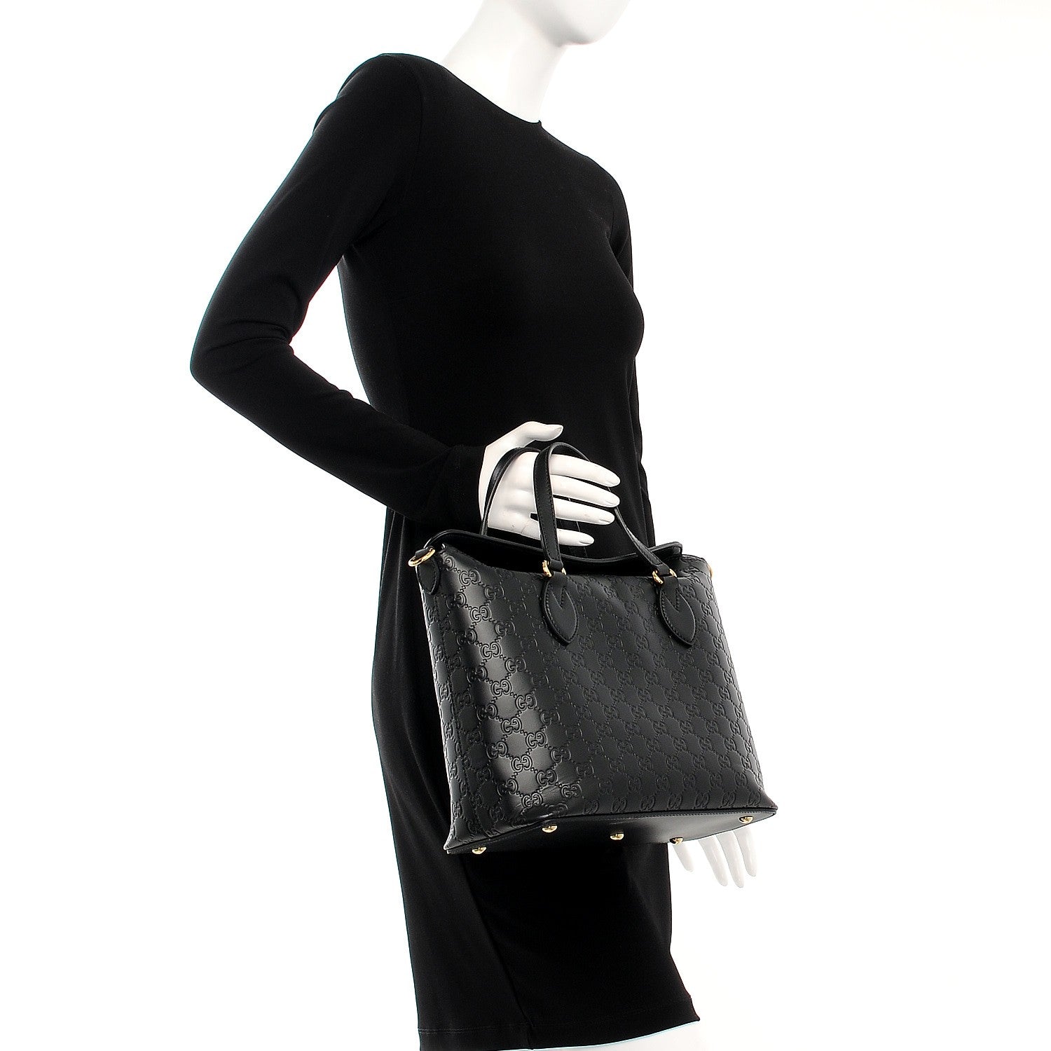 Gucci Guccissima Medium Signature Top Handle Bag Black 3 of 8