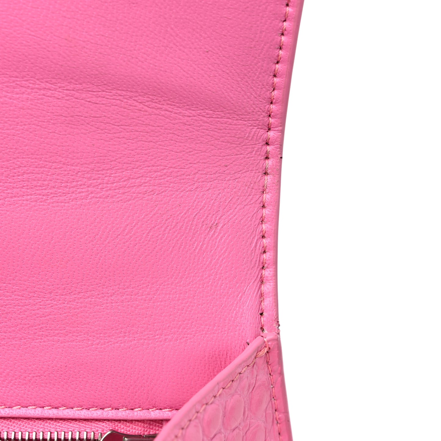 Shiny Calfskin Crocodile Embossed Small Hourglass Top Handle Bag Baby Pink