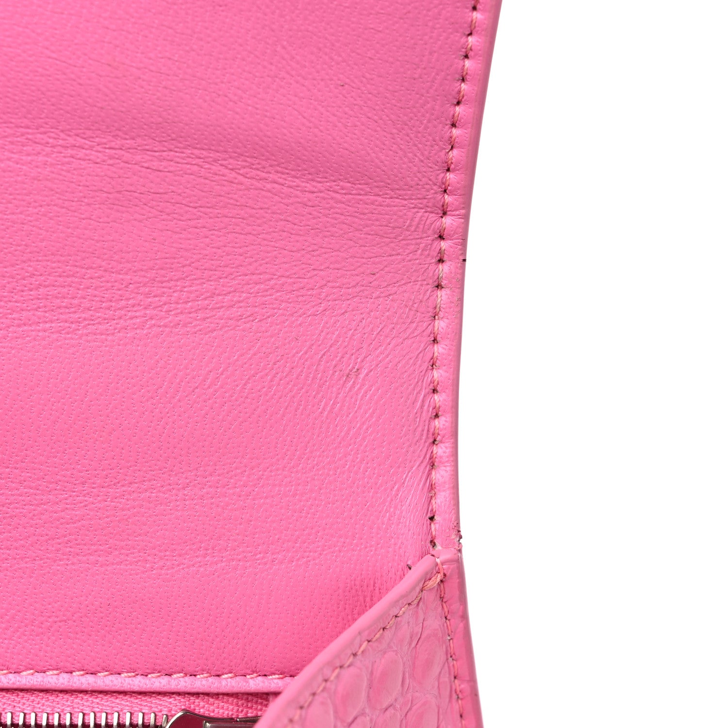 Balenciaga Shiny Calfskin Crocodile Embossed Small Hourglass Top Handle Bag Baby Pink 12 of 18