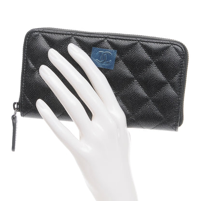 Chanel Iridescent Caviar Quilted Medium Zip Around Wallet Black 2 of 9