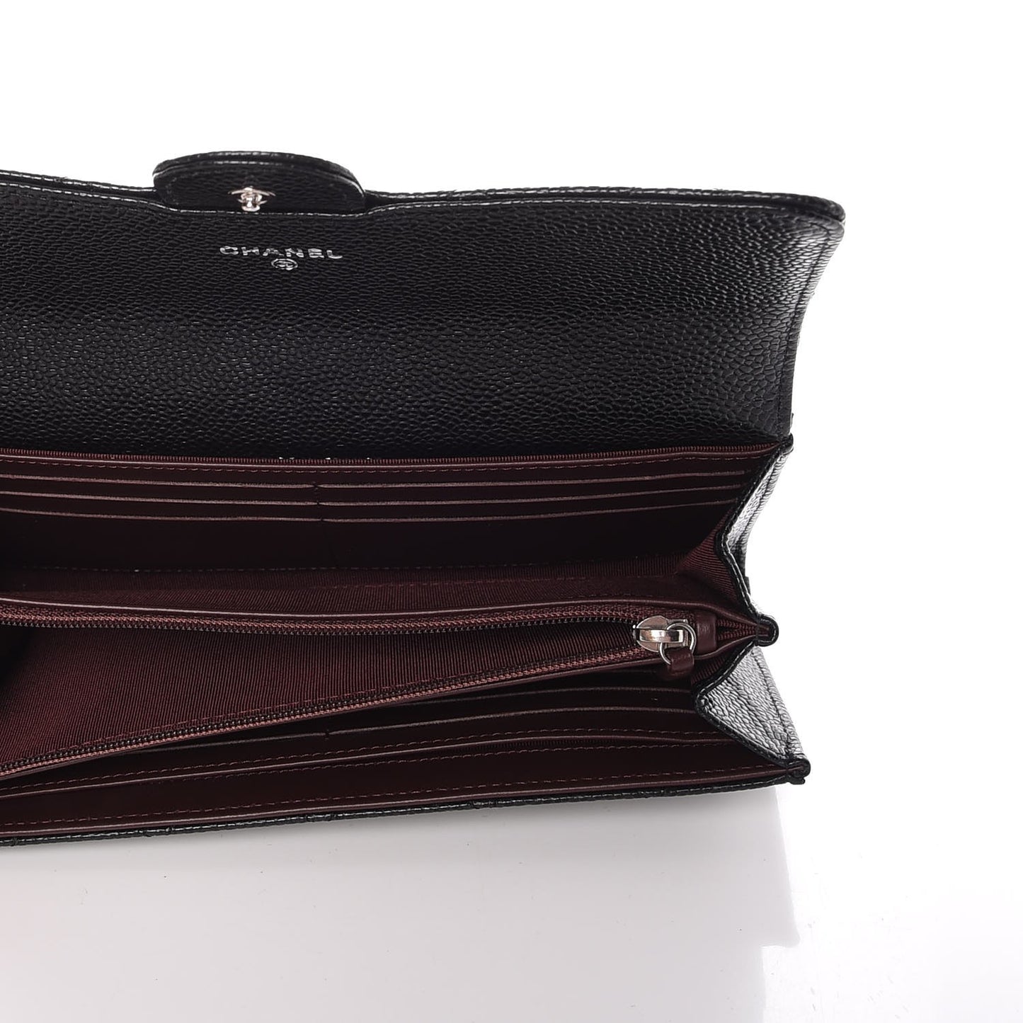 Caviar Quilted Large Gusset Flap Wallet Black